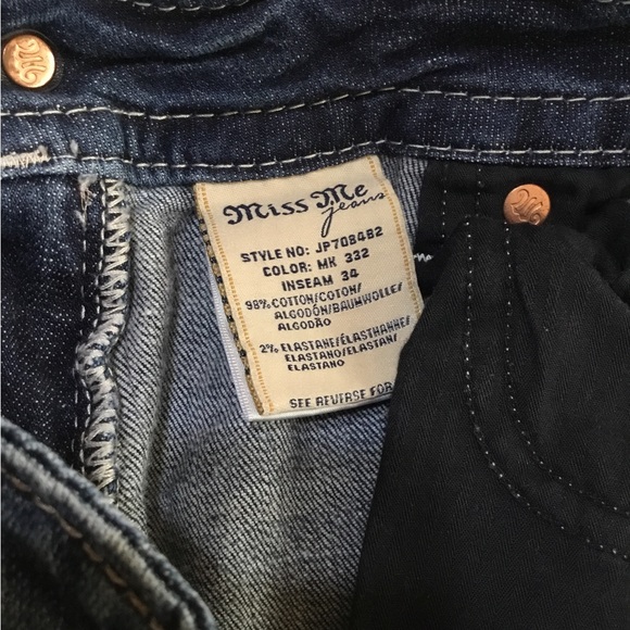 Miss Me Jeans Bootcut Embellished Crosses on Rear Pockets Low Rise Size 28 - Picture 11 of 11